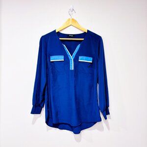 STYLE & CO. Blue Flowing Long Sleeve Blouse | Casual Chic Top | Medium *